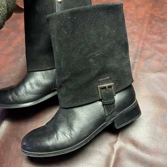 Trotters Limona black leather and suede boots with buckle, size 5 1/2 med - Picture 4 of 12
